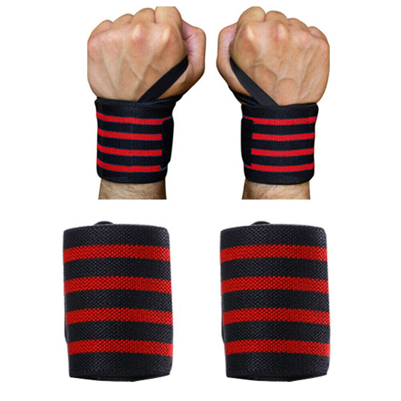 2pcs Sports Weightlifting Wrist Guard Strap Protective Wristband (Red) Newly