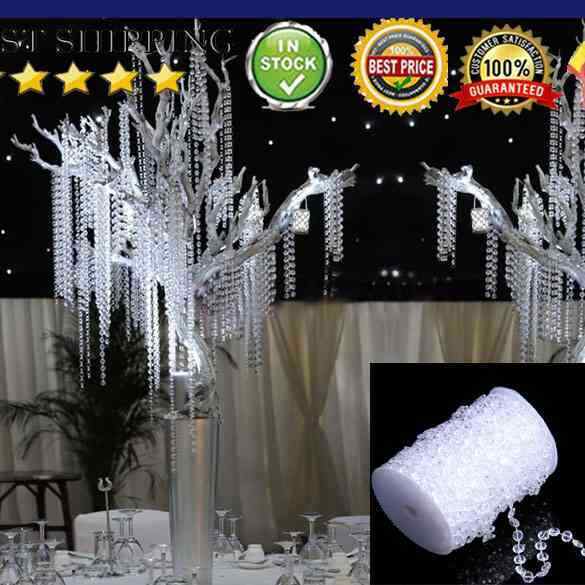 99FT 30M Octagonal Acrylic Crystal Beads DIY Curtain Party Wedding Decor