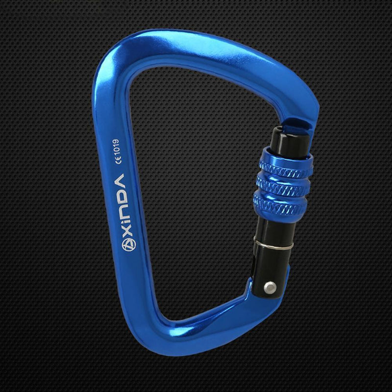 28KN D Shape Safety Master Lock Carabiner Rock Climbing Buckle (Blue)