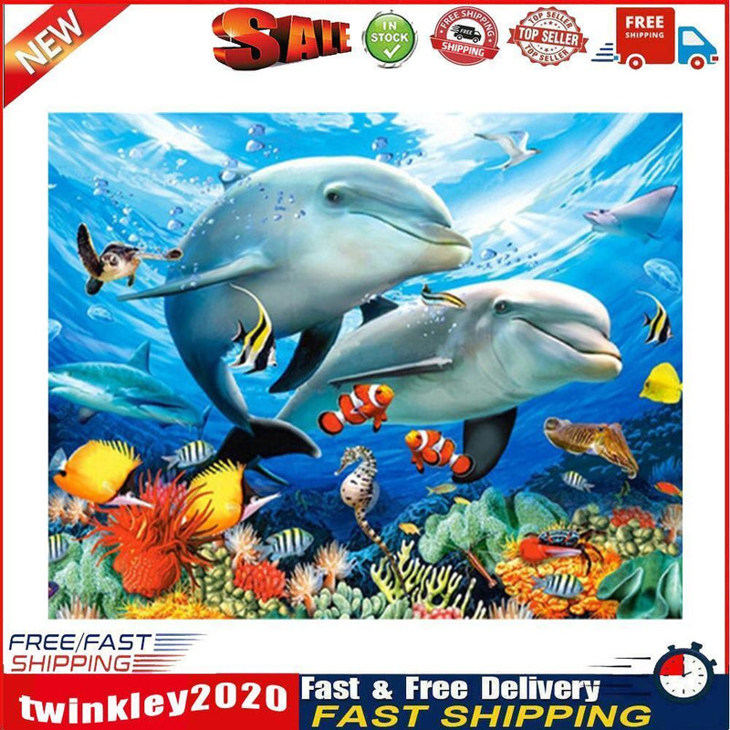 Brother Dolphin 5D Diamond Painting Embroidery DIY Cross Stitch Home Decor Newly