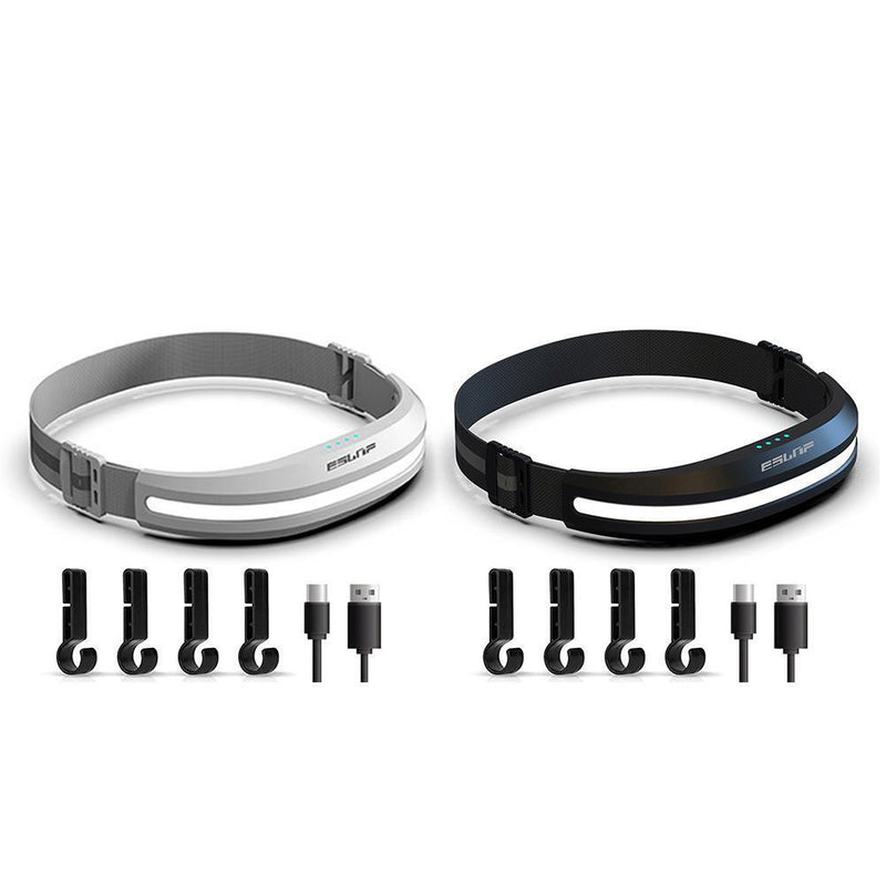 COB LED Camping Lantern Reflective Headlamp USB Rechargeable for Running (Black)