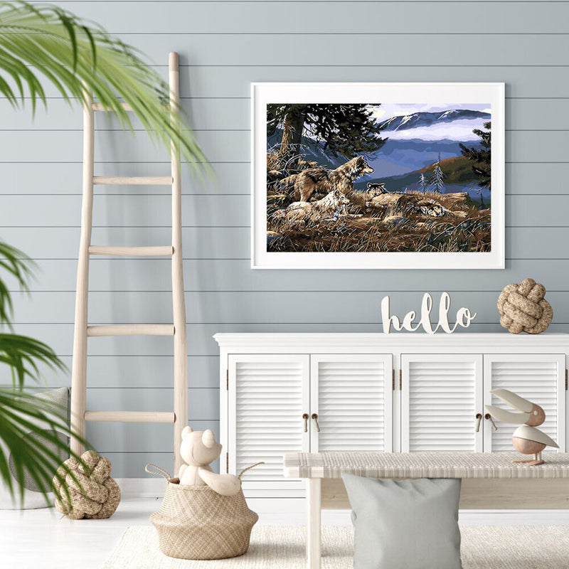 DIY Digital Painting By Numbers Kits Modern Wolf Frameless Canvas Color Pictu