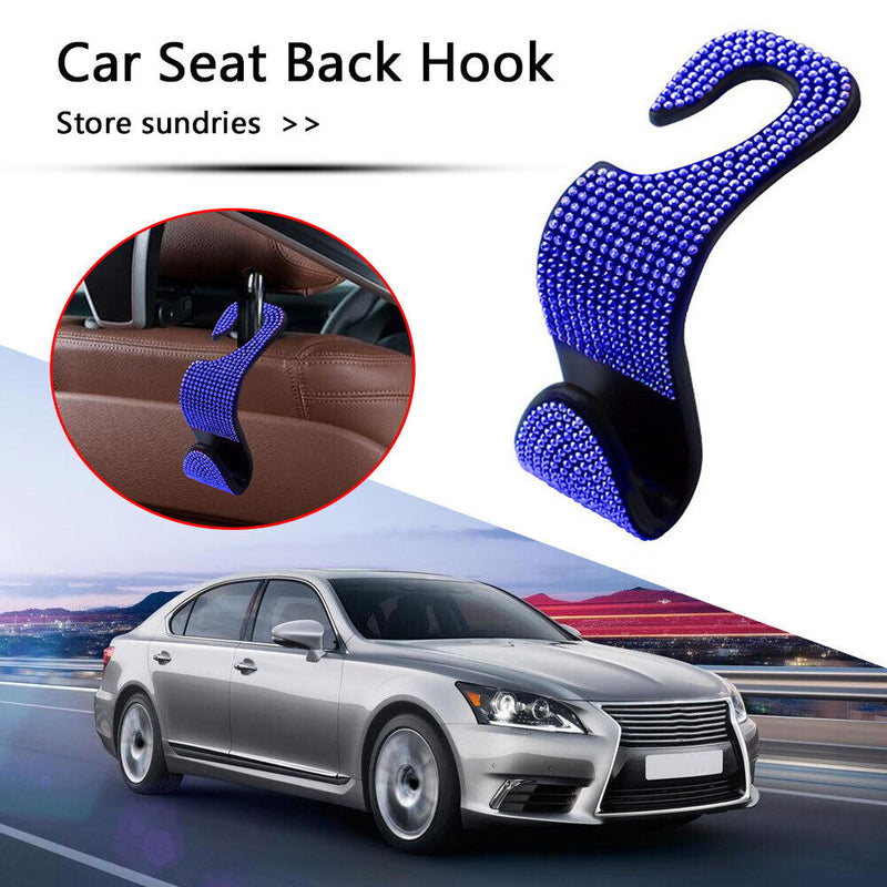 Car Back Seat Hook Bling Rhinestones Crystal Handbag Auto Headrest Hanger Hooks