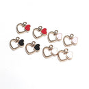 Girl DIY Enamel Handmade Pendants Double Hearts Shape Earrings Neacklace