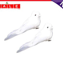 2pcs White Feather Artificial Foam Pigeons Loved Peace Pigeons Bird Home