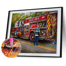 5D Diamond Painting DIY Fire Truck Full Round Drill Mosaic Rhinestone Picture