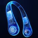 USB 3000mAh LED Digital Display Hanging Neck Fan Summer Air Cooling (Blue)