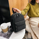 Women Solid Color Backpack Preppy Style School Nylon Mini Rucksack (Black)