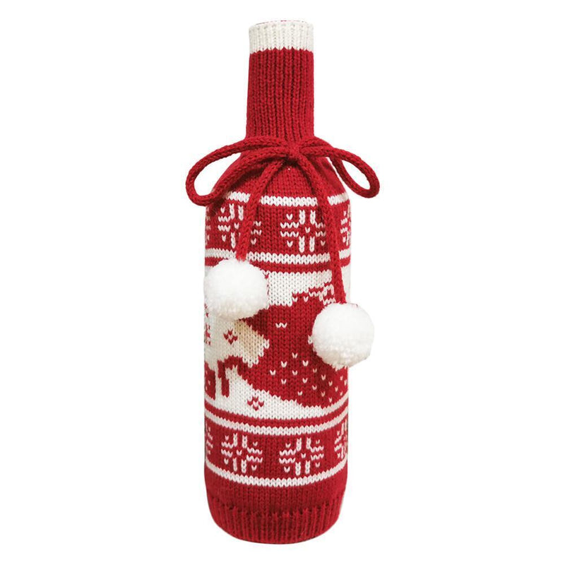 Knitted Bottle Cover Bags Wine Bottle Holder Sweater Xmas Decoration (Snowflake)