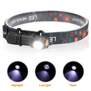 LED Headlamp USB Charging Interface Head Torch Outdoors Fishing Flashlight
