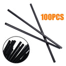 100PCS Tea Cocktail Long Coffee Barware Drinking Straw Straight Black Plastic
