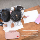 Large Capacity Pencil Case Spacious Canvas Stationery Storage Bag (Pink) Newly