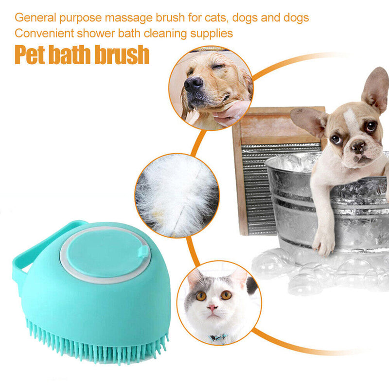 Soft Pet Dog Bath Shower Shampoo Brush SPA Massage Clean Scrubber (Blue) Newly