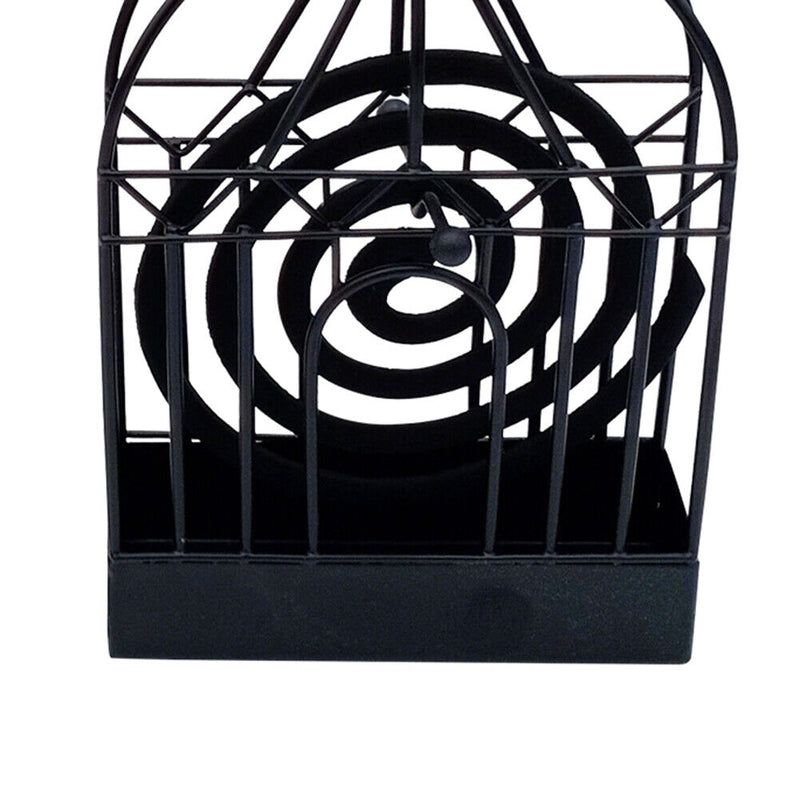Birdcage Mosquito Repellent Incense Holder Wrought Iron Burner Rack (Black)