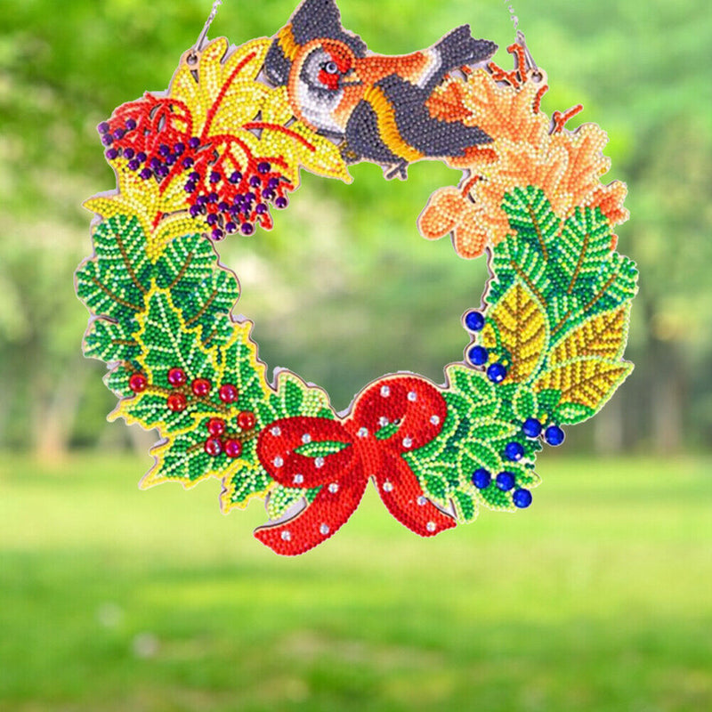 DIY Diamond Art Flower Wreath Mosaic Hanging Craft Rhinestone Wreathes Gifts