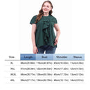 Solid Tops Women Ruffle O-neck Cup Sleeve Plus Size T-shirts (Green XXL)
