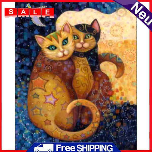 Couple Cats Oil Paint By Numbers Kits Canvas Picture Gift for Adults Children