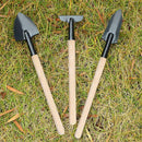 3pcs/Set Shovel Rake Spade Wood Handle Metal Head Kids Tool Tools Mini R4W0