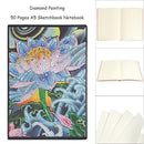 DIY Lotus Special Shaped Diamond Painting 50 Pages A5 Notebook Sketchbook Crafts