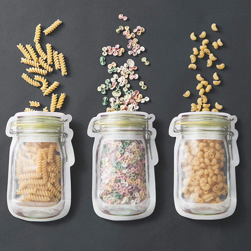 10pcs Reusable Mason Jar Nuts Candy Snacks Sealed Bags Fresh Food Storage Bag