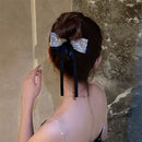Headwear Elegant Bow Ribbon Hair Rope Diamond Headband Scrunchies Hair Jewelry