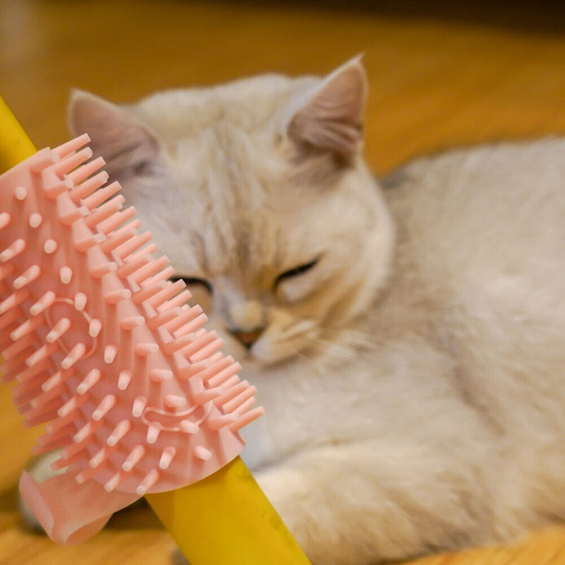 Cat Corner Scratching Rubbing Brush Massage Comb Scratcher Pet Toys (Pink) Newly