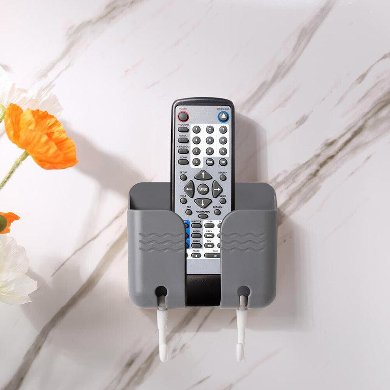 Sticky Wall Phone Charging Rack w/ Hook Remote Control Storage Box (Gray) Newly