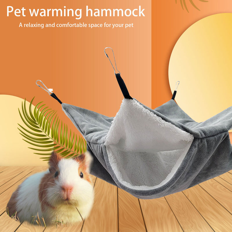Small Animal Hammocks Warm Plush Bunkbed Pet Hideout Crystal (Grey M) Newly