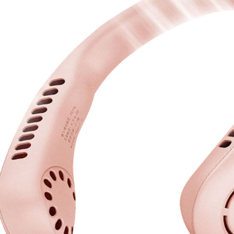 Mini Bladeless Hanging Neck Fan USB Rechargeable Summer Air Cooler (Pink)