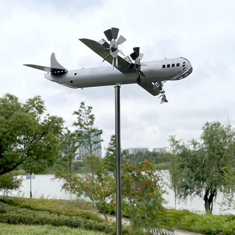 Aircraft Modeling Metal Windmill Garden Sculpture Home Decors for Yard Garden