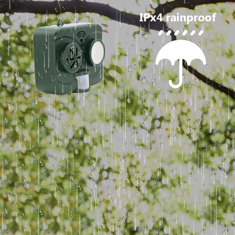 Solar Bird Cat Dog Repeller Ultrasonic Waterproof Infrared Animal Repellent