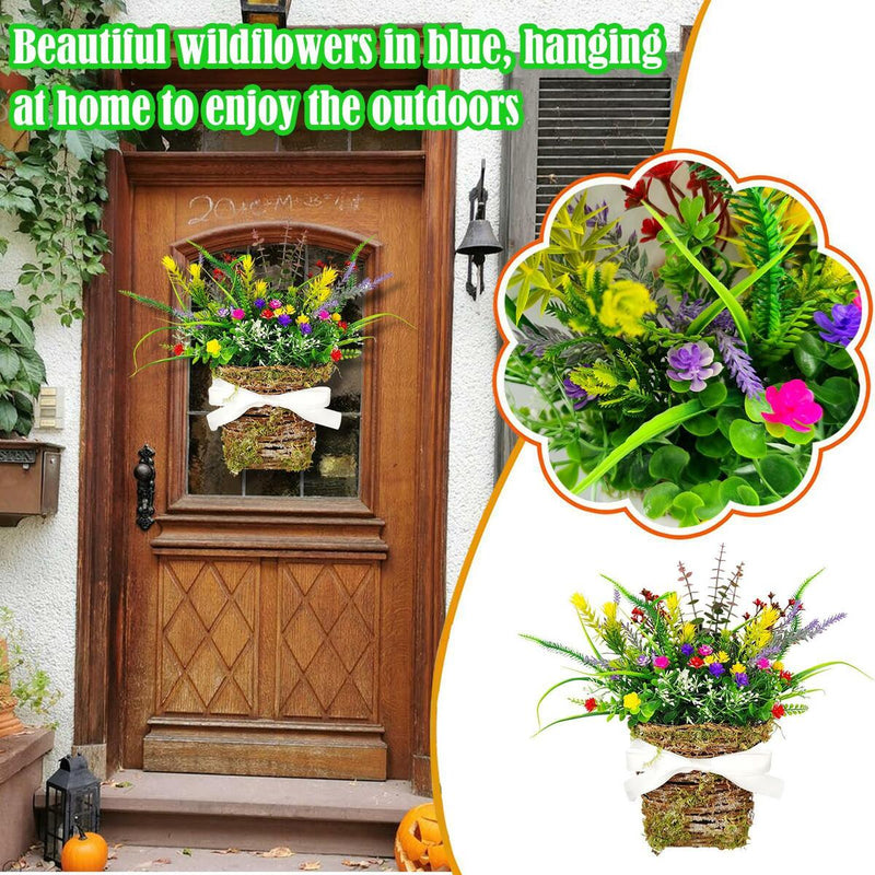 Lavender Wreath Artificial Flower with Basket Spring Wreath Floral Garland Decor