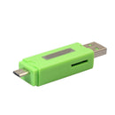 Micro USB TF Card Reader OTG Adapter USB2.0 Hub Connector for PC (Green)