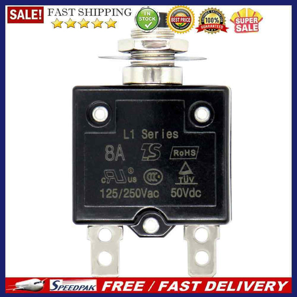 Manual Reset 125-250V AC 50V DC Push Button Thermal Circuit Breaker(8A)