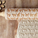 Cute Animal Wood Embossing Rolling Pin for DIY Baking Cookies Cake (Cat)