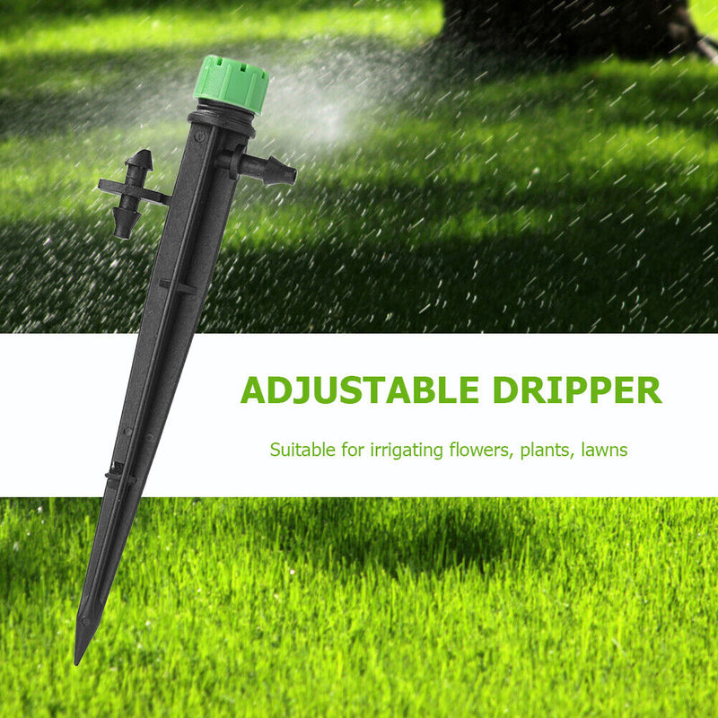50pcs Adjustable Sprinkler Spray Dripper Drip Emitter 360 Degrees Stake Noz