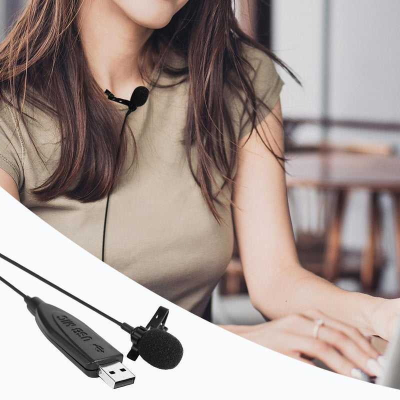 1.5m Length USB External Clip On Clamp Condenser Microphone Mic for PC Computer
