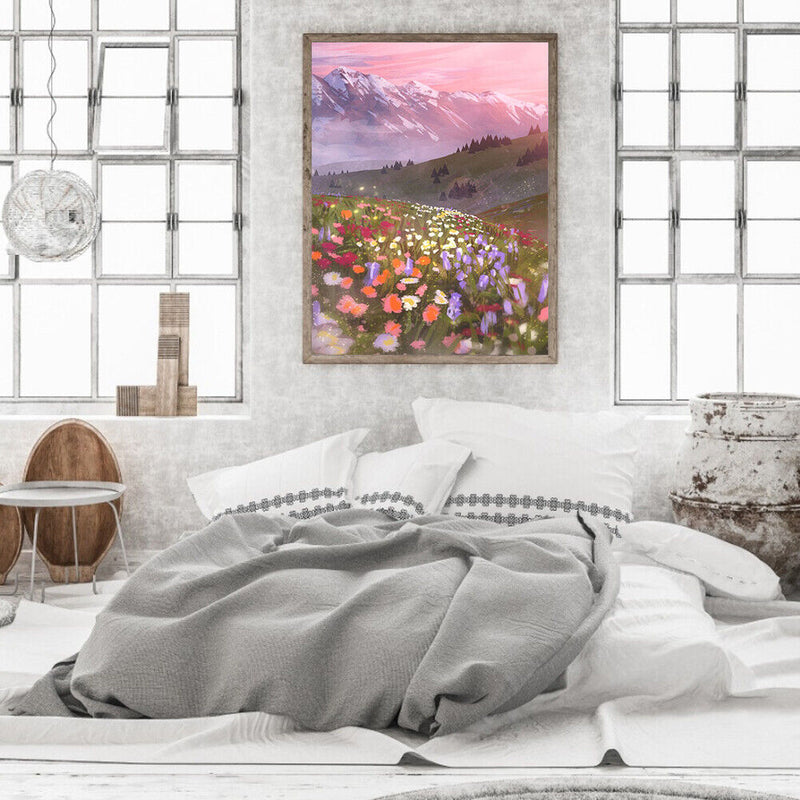 Flower Landscape Oil Paint By Numbers DIY Canvas Set Oil Paint Drawing No Frame