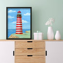 5D DIY Full Drill Round Shape Lighthouse Rhinestone Diamond Drawing for Home
