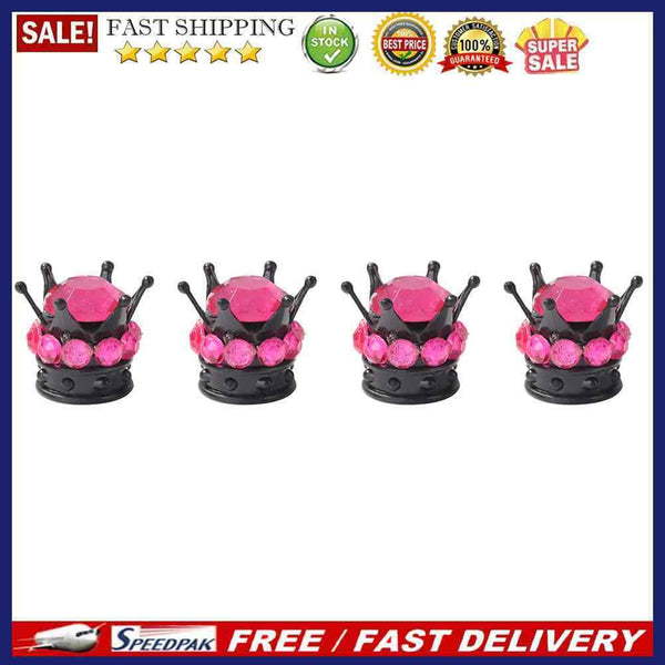 4pcs Universal Tyre Rim Stem Air Cover Car Rhinestone Crown Wheel Tire Valve