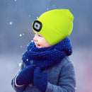 Winter Kids Knitted Beanie Hat Cap with LED Light for Camping Fishing Cycli