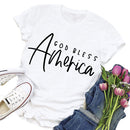 Independence Day Print America Letter Tea T-Shirt (White S)