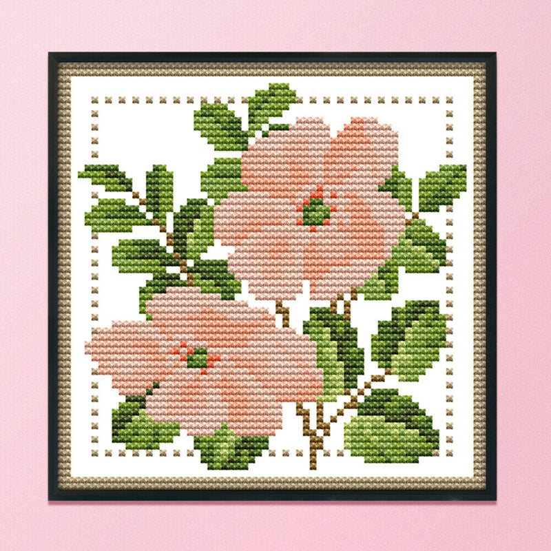 12 Months Flower Cross Stitch Printed Canvas DIY Needlework Set (June H428)