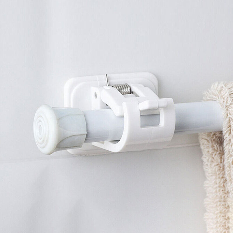 2pcs Self-Adhesive Curtain Rod Holders Bracket Heavy Duty Bathroom Hook Rack Kit