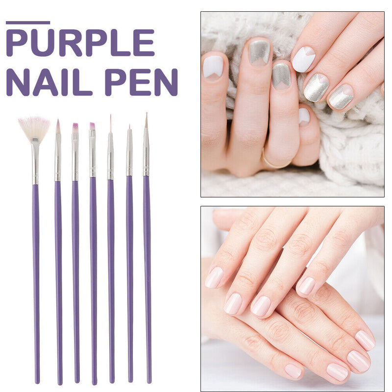 7pcs Gel Nail Painting Pen Polish Drawing Carving Nail Art Brush Manicure T