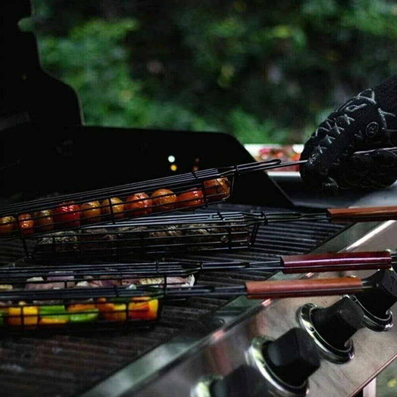 Barbecue Grill Basket Stainless Steel Nonstick Camping BBQ Kitchen Tools Newly