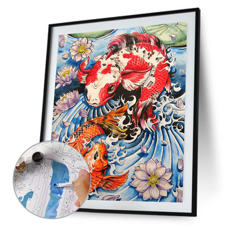 Carp Oil Paint By Numbers Kit DIY Acrylic Painting on Canvas Frameless Drawin