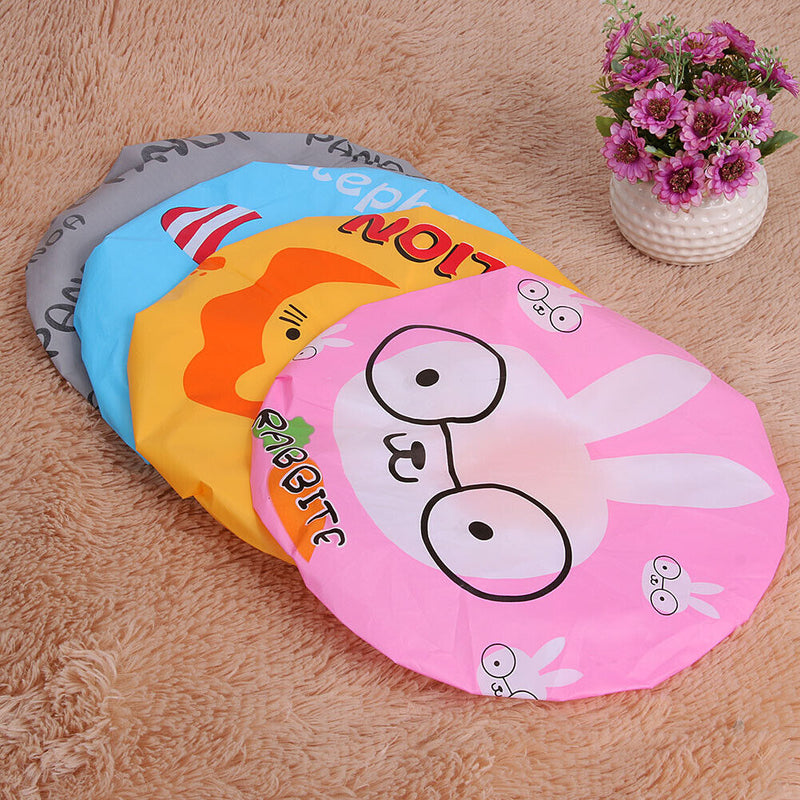4pcs/Set Cute Cartoon Waterproof PVC Bath Shower Bath Salon Hair Cap Ti