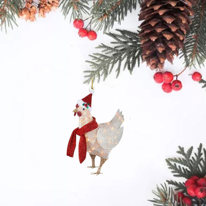 2 pcs LED Chicken Family Signs Xmas Tree Hanging Pendant (02)