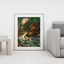 Cabin River Fish Canvas Paint By Numbers Oil Hand Painted Home Drawing Kit
